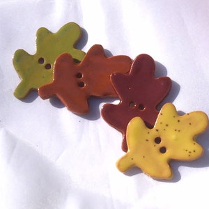 Ceramic button Oak leaf button Fall button sold individually speckled yellow