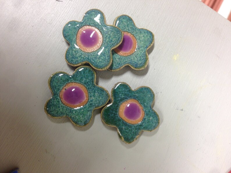 Ceramic Buttons Flower Buttons Kiwi & Pink 1 1/16 Etsy
