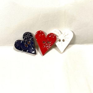 15/16&quot; Snowflake Heart Buttons - different colors available Ceramic Buttons - Heart Buttons - sold individually
