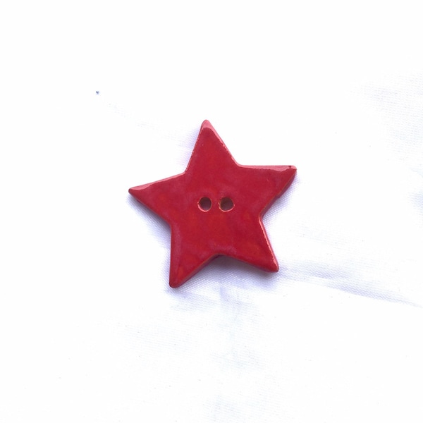 1 5/16” Large Red Star Buttons - Ceramic Buttons - Ceramic Star Buttons