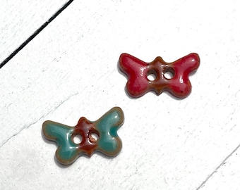 Ceramic Buttons - Super Mini Butterfly Buttons - sold individually - different colors available