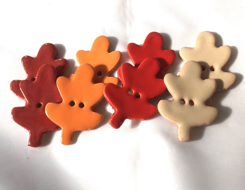 Ceramic Button Oak Leaf Button Fall Button Sold Individually Etsy