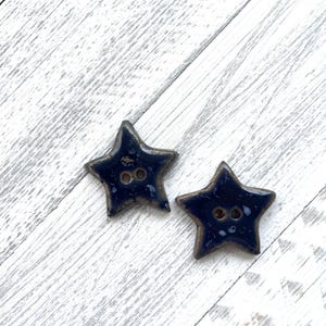 1 1/8" Speckled Blue Star Buttons - Ceramic Buttons