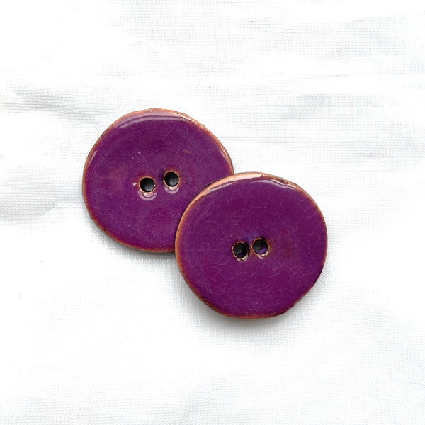 1 1/16" Dark Purple Buttons  with black edge - Ceramic Buttons - Round Buttons -