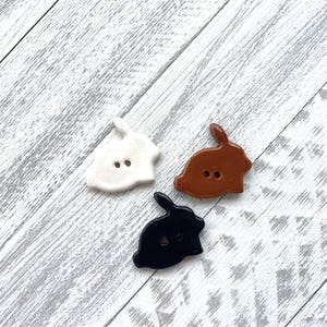 Rabbit Button - Bunny Button - Ceramic Buttons - Round Buttons