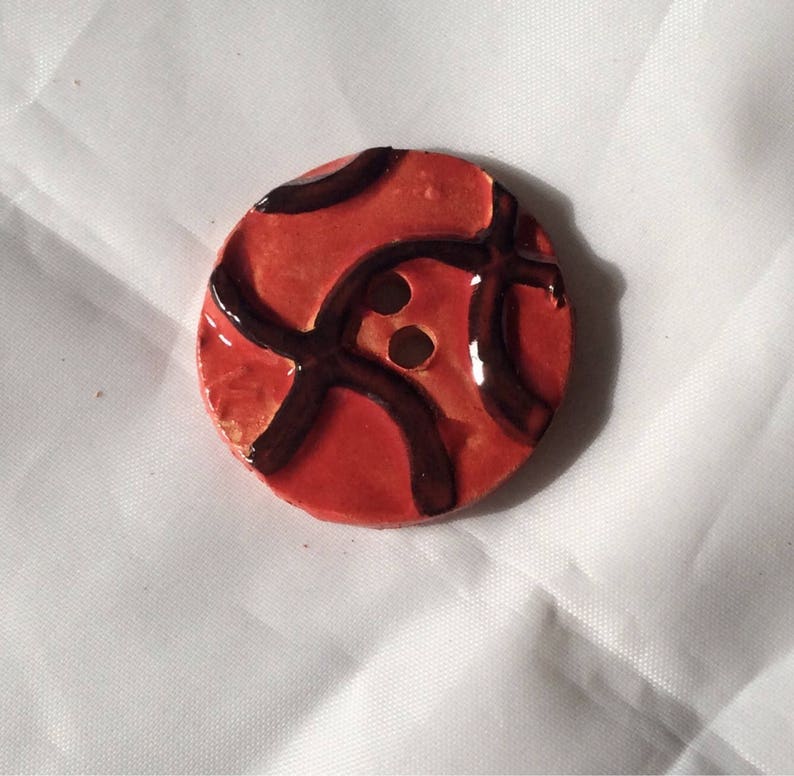 Ceramic Buttons Textured red and black Buttons Round Buttons