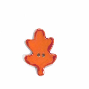 Ceramic button Oak leaf button Fall button sold individually Orange/red