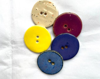 1 1/8" Round Ceramic Buttons - Round Buttons - sold individually - different colors available