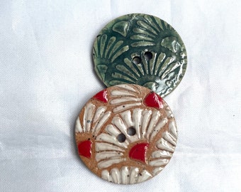 1 3/16" Textured Flower Buttons - Ceramic Buttons - Round Buttons - different colors available - sold individually