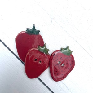 Ceramic Buttons - Strawberry Buttons - sold individually