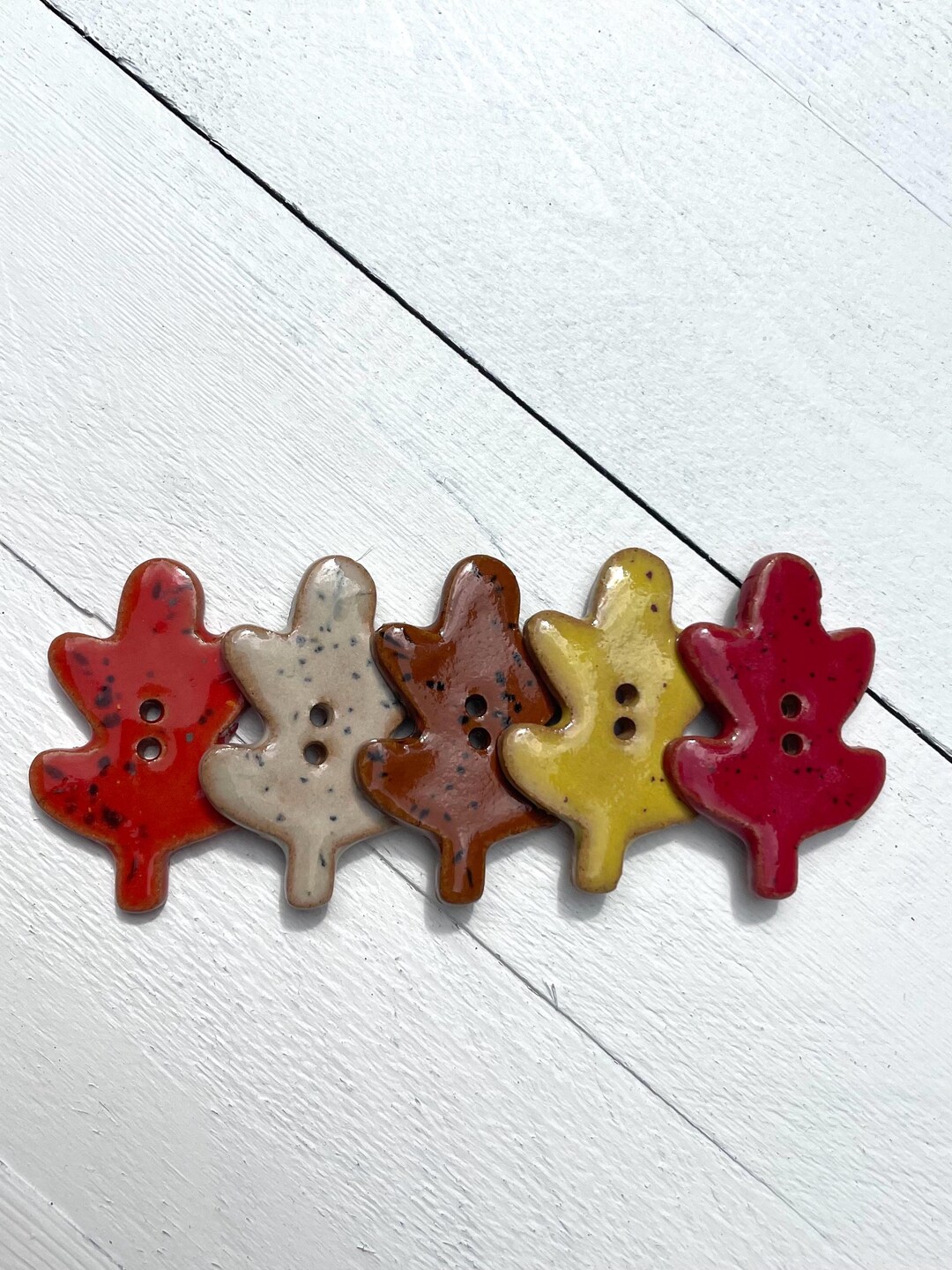 Ceramic Button Oak Leaf Button Fall Button Sold Individually Etsy