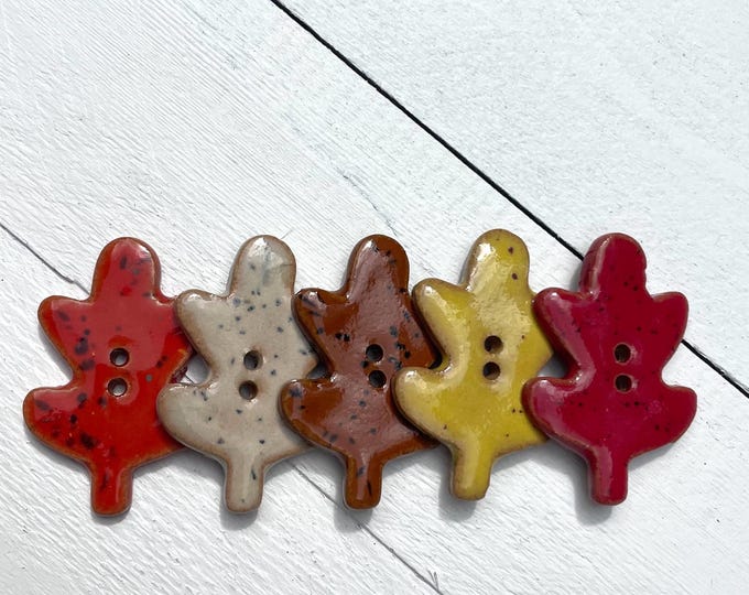 Ceramic Button Oak Leaf Button Fall Button Sold Individually Etsy