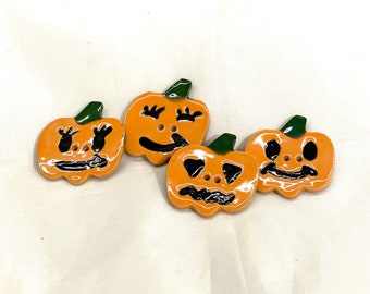 handmade 1 1/4  jack-o-lantern pumpkin fired glazed Halloween 7 ceramic buttons