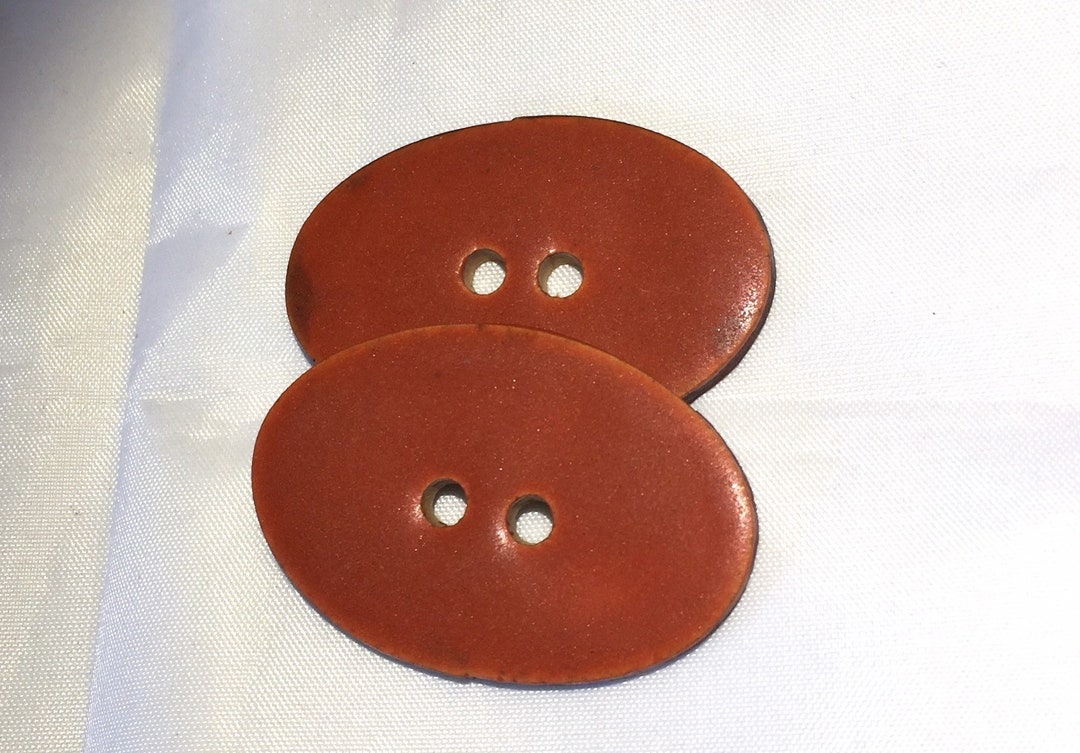 1 1/2 X 1 1/16" Ceramic Buttons - Oval Buttons - Paprika Matte Oval ...