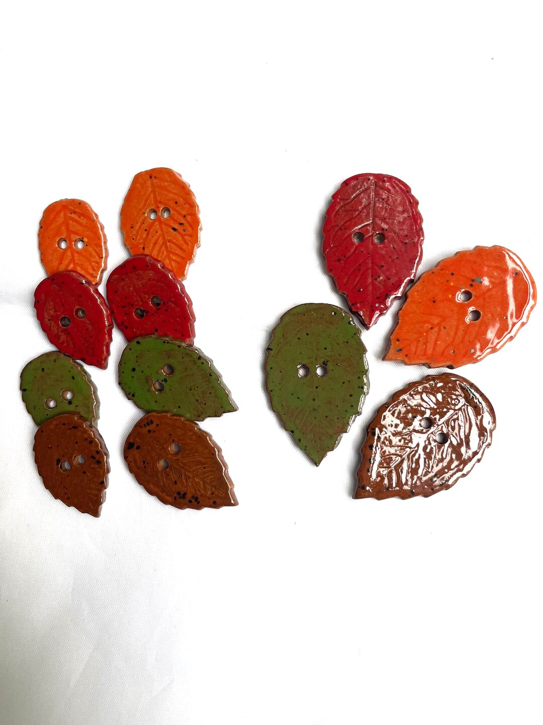 Ceramic Button Birch Leaf Button Birch Button Sold Individually