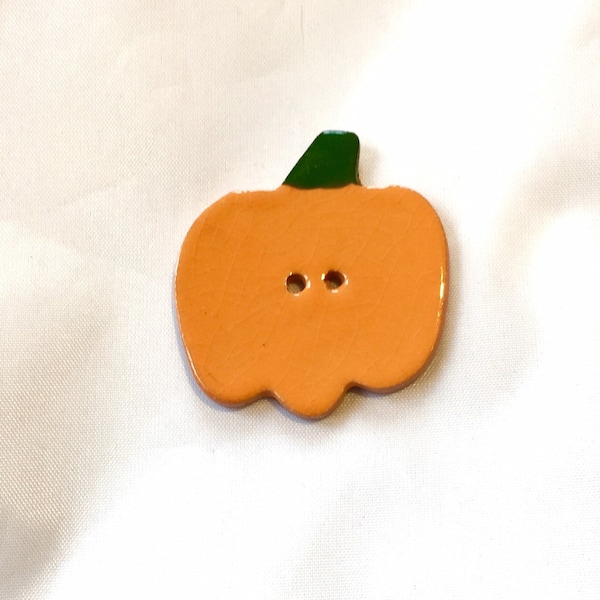 Sale: Pumpkin Button with button holes, Holiday button, Halloween Button, Ceramic Button - sold individually