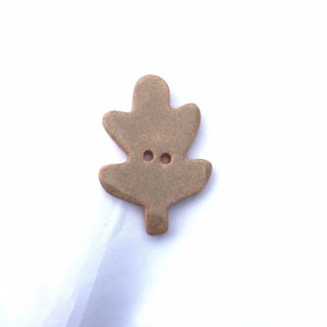 Ceramic button Oak leaf button Fall button sold individually dark beige