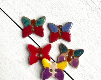 7/8" Mini Red Butterfly Buttons - different colors available - sold individually