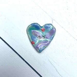 1 3/16&quot; rainbow textured Heart Buttons - Ceramic Buttons - Heart Buttons - sold individually