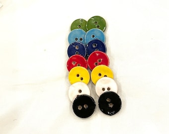 15/16" Round Ceramic Buttons in different colors - Mini Buttons - Ceramic Buttons - sold as set of two