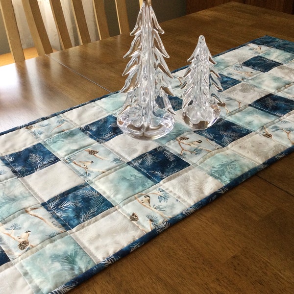 Quilted Table Runner, Table Runner, Quilted Winter Table Runner, Winter Table Runner