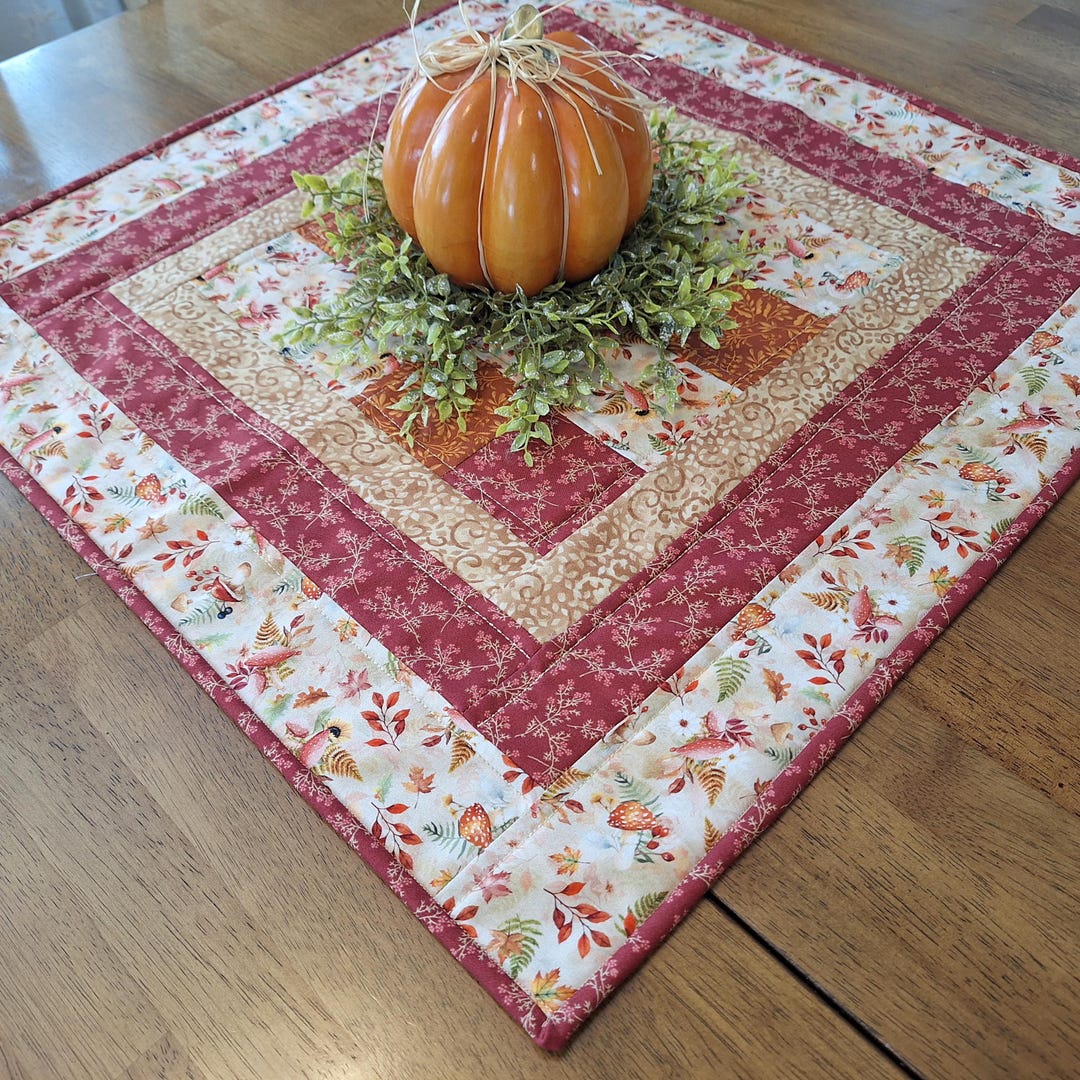 Quilted Fall Table Topper: Autumn Floral Fabric, 23" Square - Etsy
