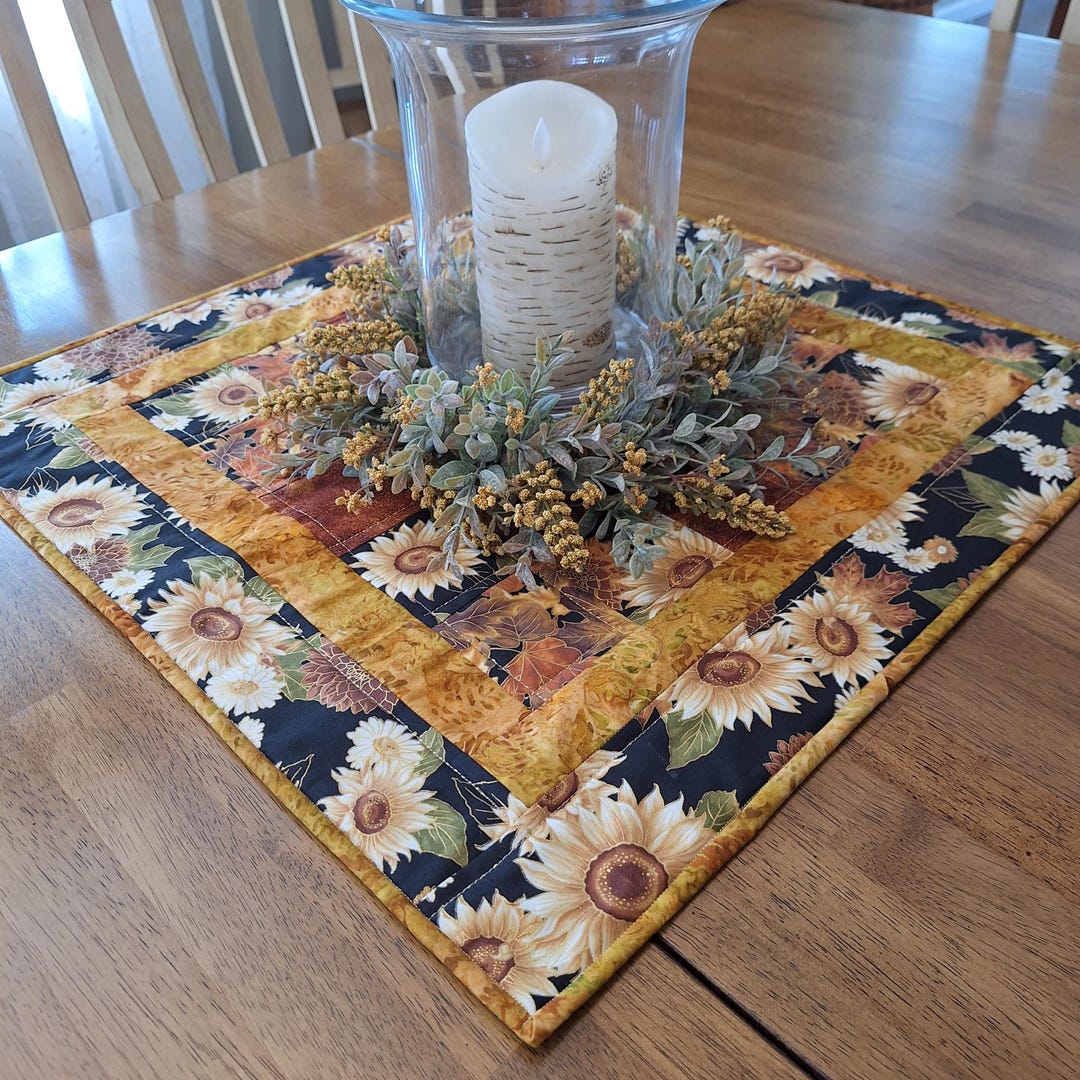 Quilted Fall Table Topper - Sunflower & Foliage Autumn Table Runner - Etsy