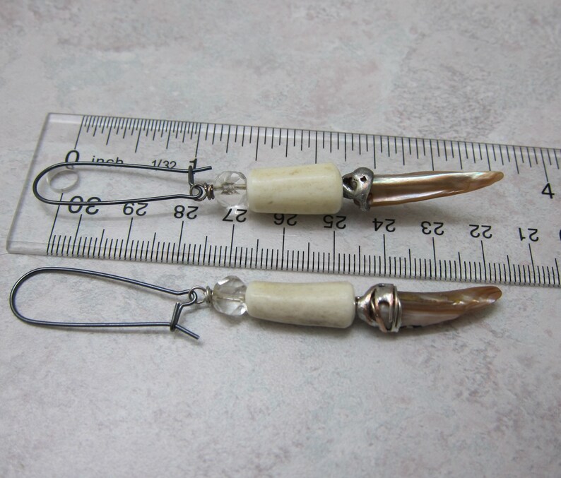 CCAMPE1 Faerie By Silla Storm Element Ostara Antler Earrings Fae Oxidized Silver Kidney Ear Wires Chandelier Crystal Earrings