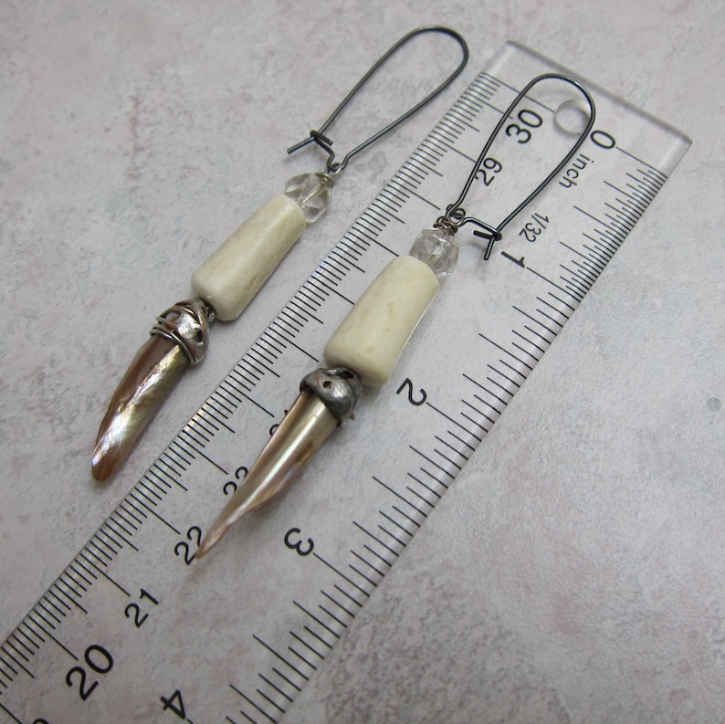CCAMPE1 Faerie By Silla Storm Element Ostara Antler Earrings Fae Oxidized Silver Kidney Ear Wires Chandelier Crystal Earrings