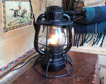 Dietz Lantern Lamp , Antique Oil Lantern re-wired ,  Cabin Decor