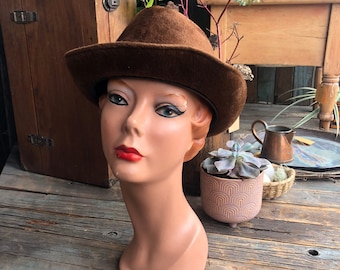Kapelusz unisex Stetson Canadian Beaver Felt Fedora z lat 50. XX wieku – brązowy, vintage