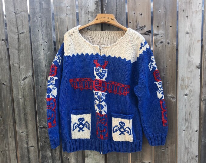 Cowichan Sweater Native Cowichan Sweater Totem Pole Etsy
