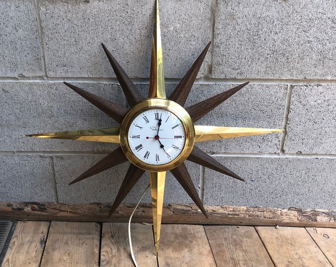 Mid Century Ingraham Starburst Clock Starburst Clock Etsy