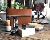 Travel Shaving Kit Vintage Safety Razor Vintage Shaving Brush Leather Travel Kit Gift For Him Shaving Set