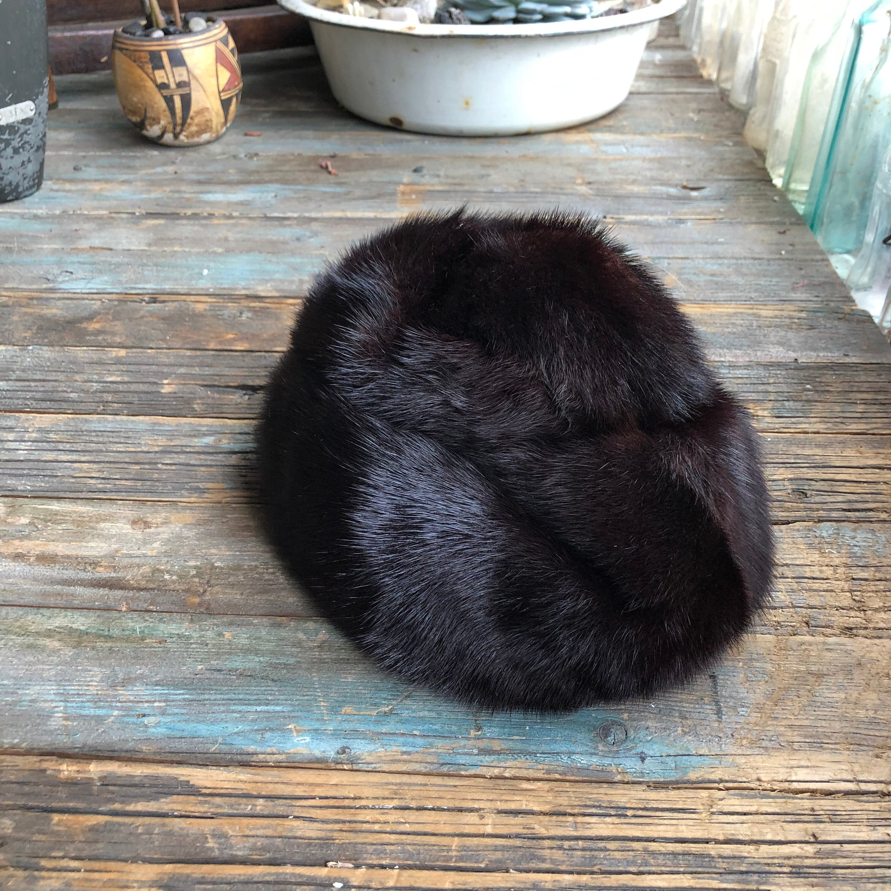 1950s Vintage Mink Fur Hat - Dark Brown Winter Fascinator - Etsy