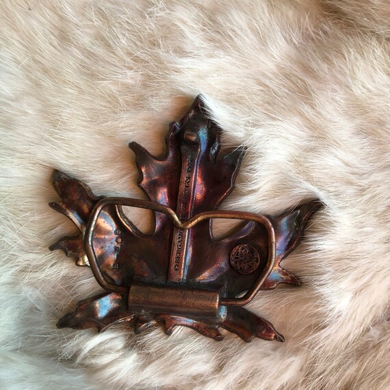 Brass Maple Leaf Belt Buckle , Bergamot Brass , V… - image 5