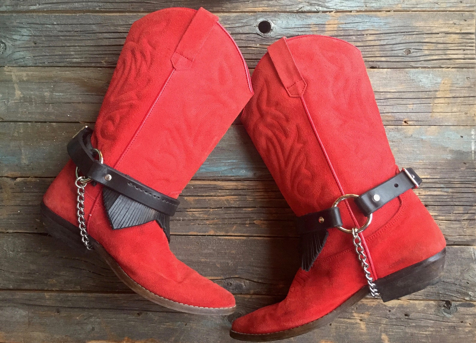 Handmade Leather Boot Straps / Black Leather Boot Straps / Etsy