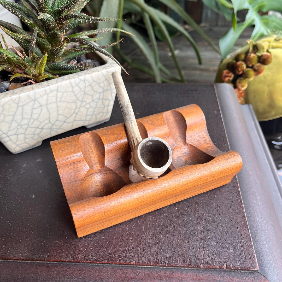 Decatur Industries Pipe Rack Vintage Decatur Industries Wooden Pipe Stand | 3-slot Tobacco Pipe ...