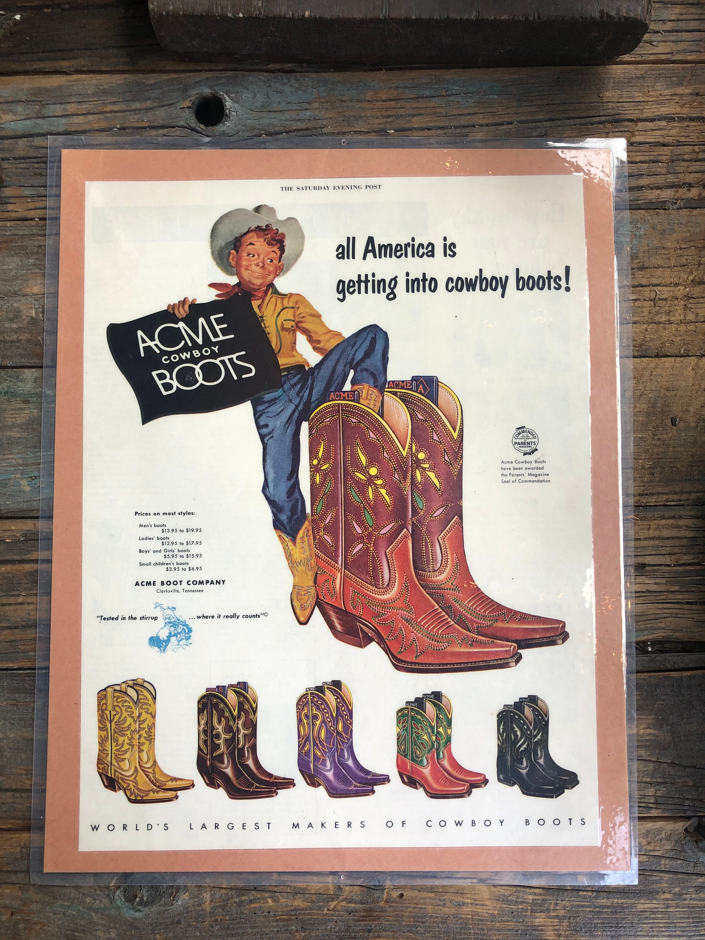 Acme Cowboy Boots Advertising 1950s 