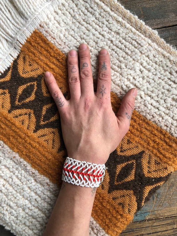 Native Beaded Cuff Bracelet , Authentic Beadwork … - image 2