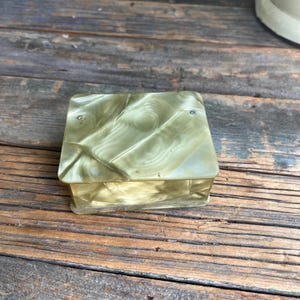 Green Marbled Catalin Bakelite Small Keepsake Box , Art Deco , Vanity Decor