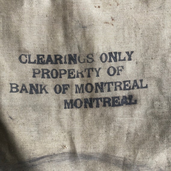 Bank Of Montreal Canvas Bank Money Bag || Antique… - image 2