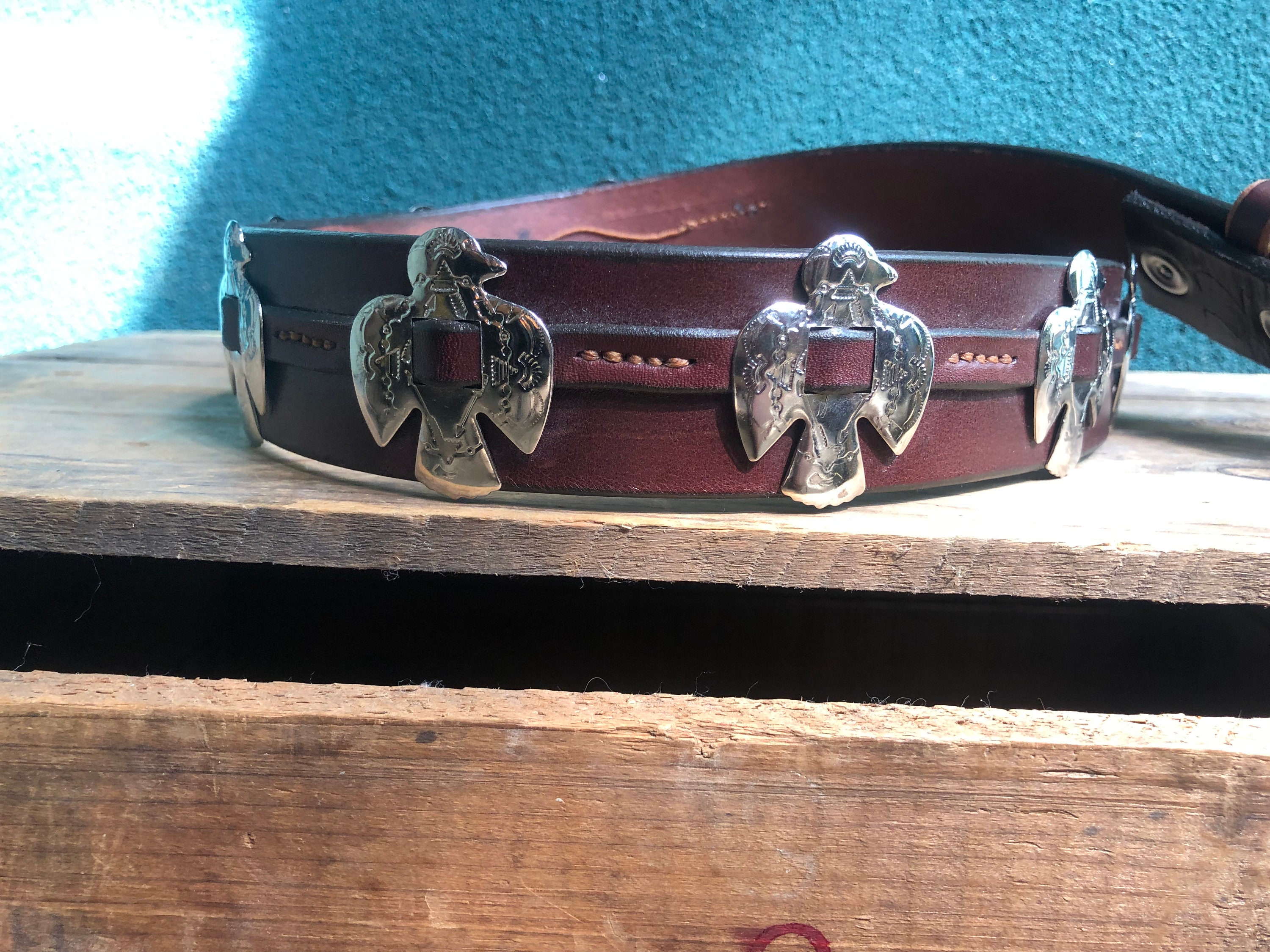 Handcrafted Brown Leather Western Belt – Size 32  display picture 1