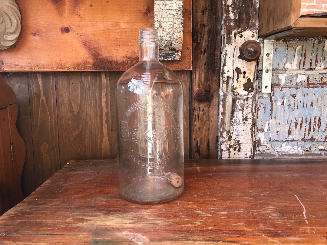 Illinois Rps Large Vintage Bakers Analyzed Reagents Chemical Bottle Embossed Label ...