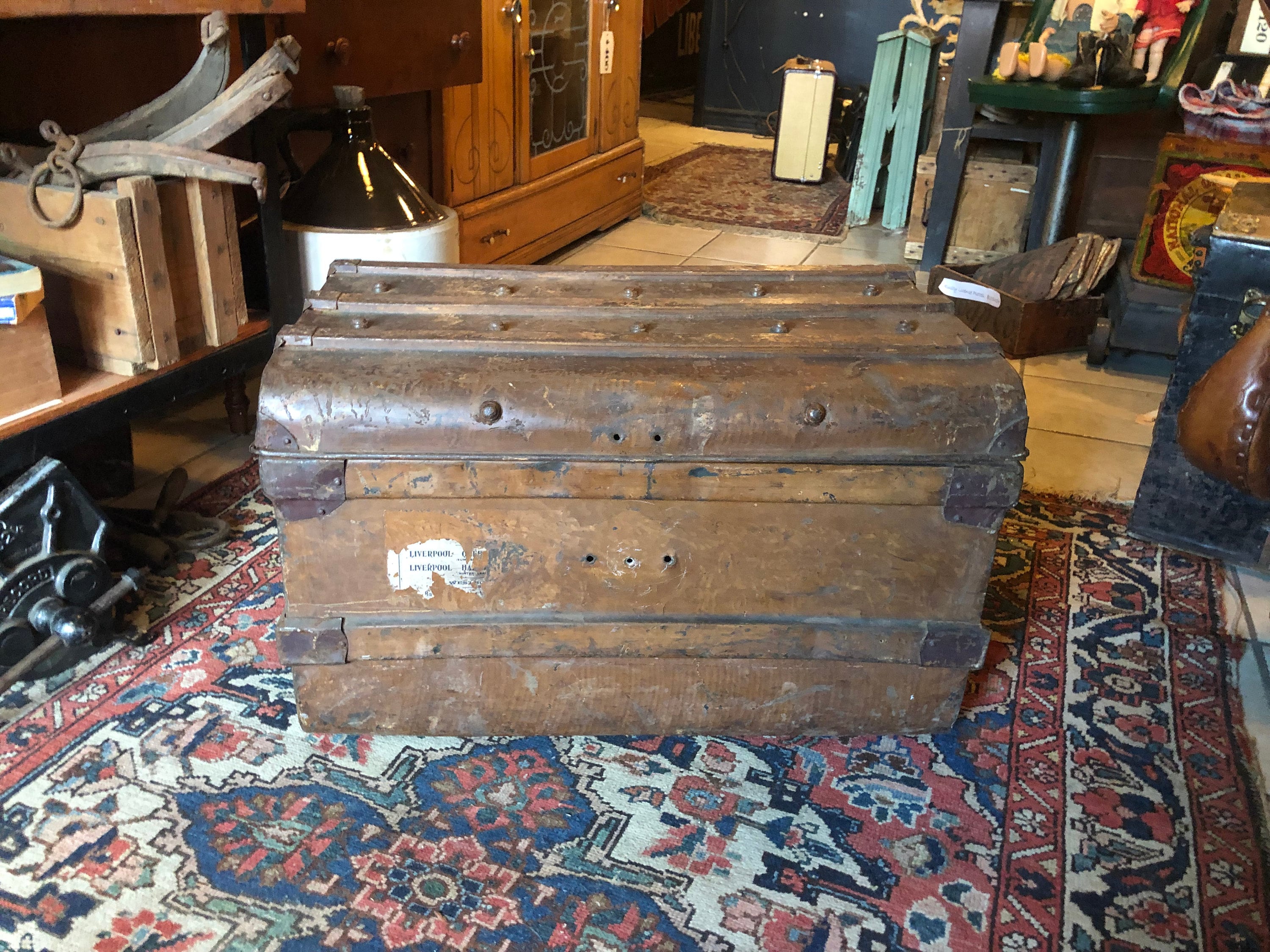 Antique Ornate Large Travel Trunk, Steamer Trunk, Late 19th Century. - Ruby  Lane