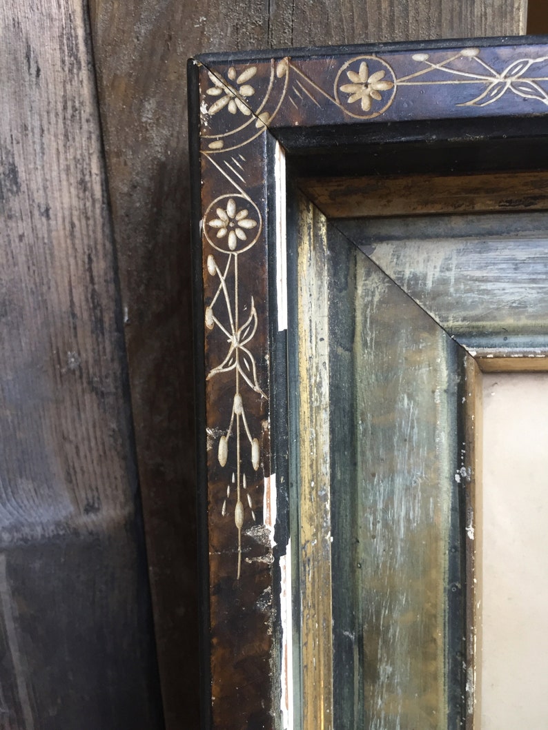 antique eastlake frame with photograph ebony eastlake frame deep cove frame Victorian eastlake frame victorian framed photograph