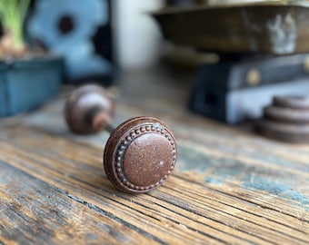 Antique Bronze Door Knob Set | Victorian Beaded Hardware |  Russell Erwin Style