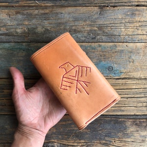 Portefeuille en cuir fauve Saddle || Portefeuille en cuir western || Cousu main, Thunderbird