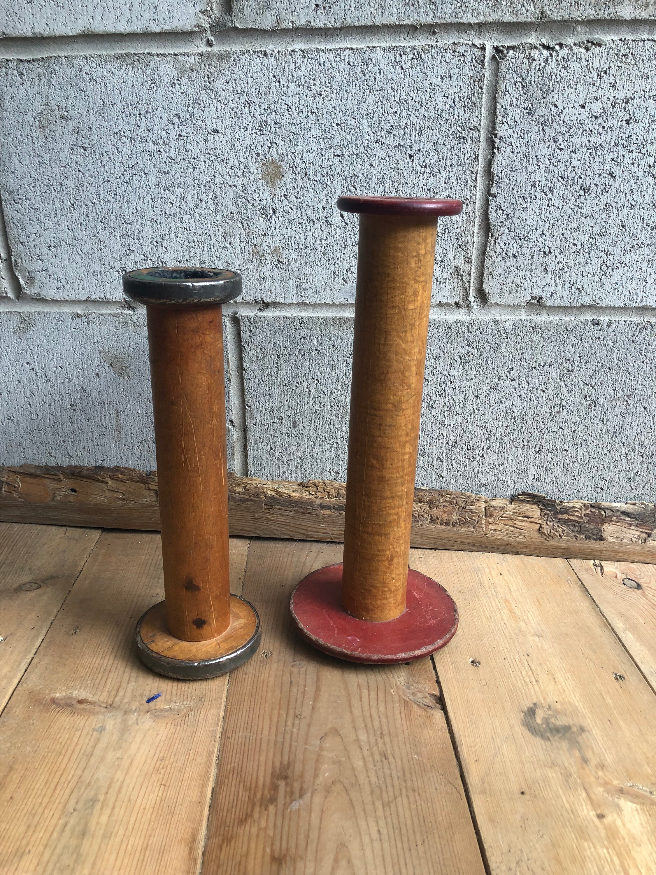Antique Wooden Textile Spools Industrial Spools Wooden Mill Spool