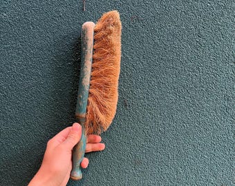 Rustic Blue Hand Brush – Vintage Wire Shop Broom | Primitive Tool Wall Decor | Wabi-Sabi Farmhouse Charm
